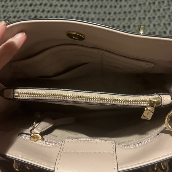 ๐ Michael Kors Jane Large Satchel Shoulder Bag - Blush Pink Leather Gold Chain - Picture 7 of 14